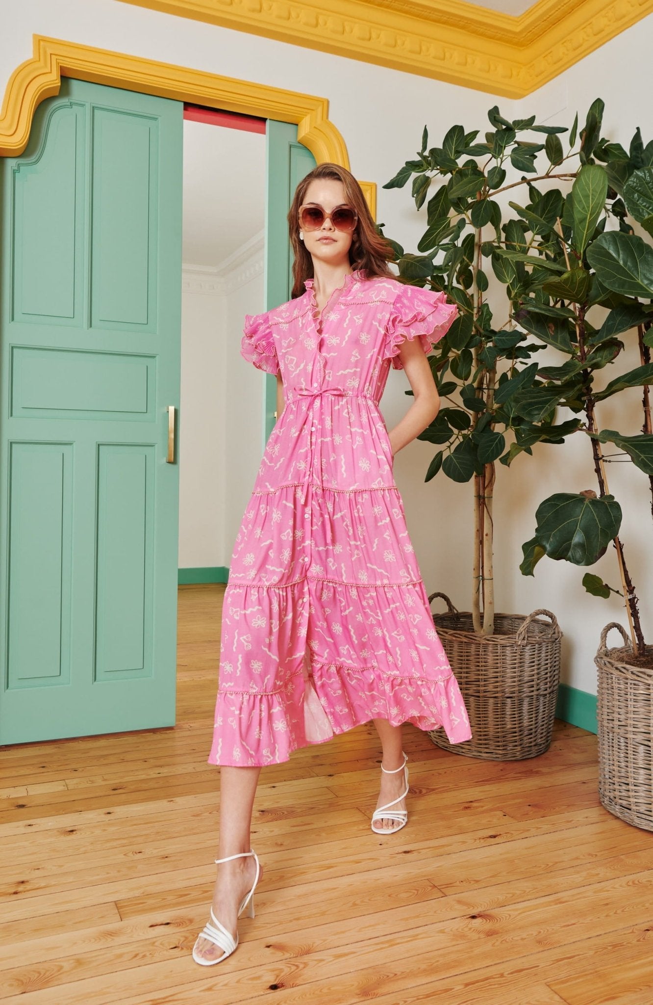 celia b midi dress CELIA B Pink and Pearl Aruna Dress – Pasha Living