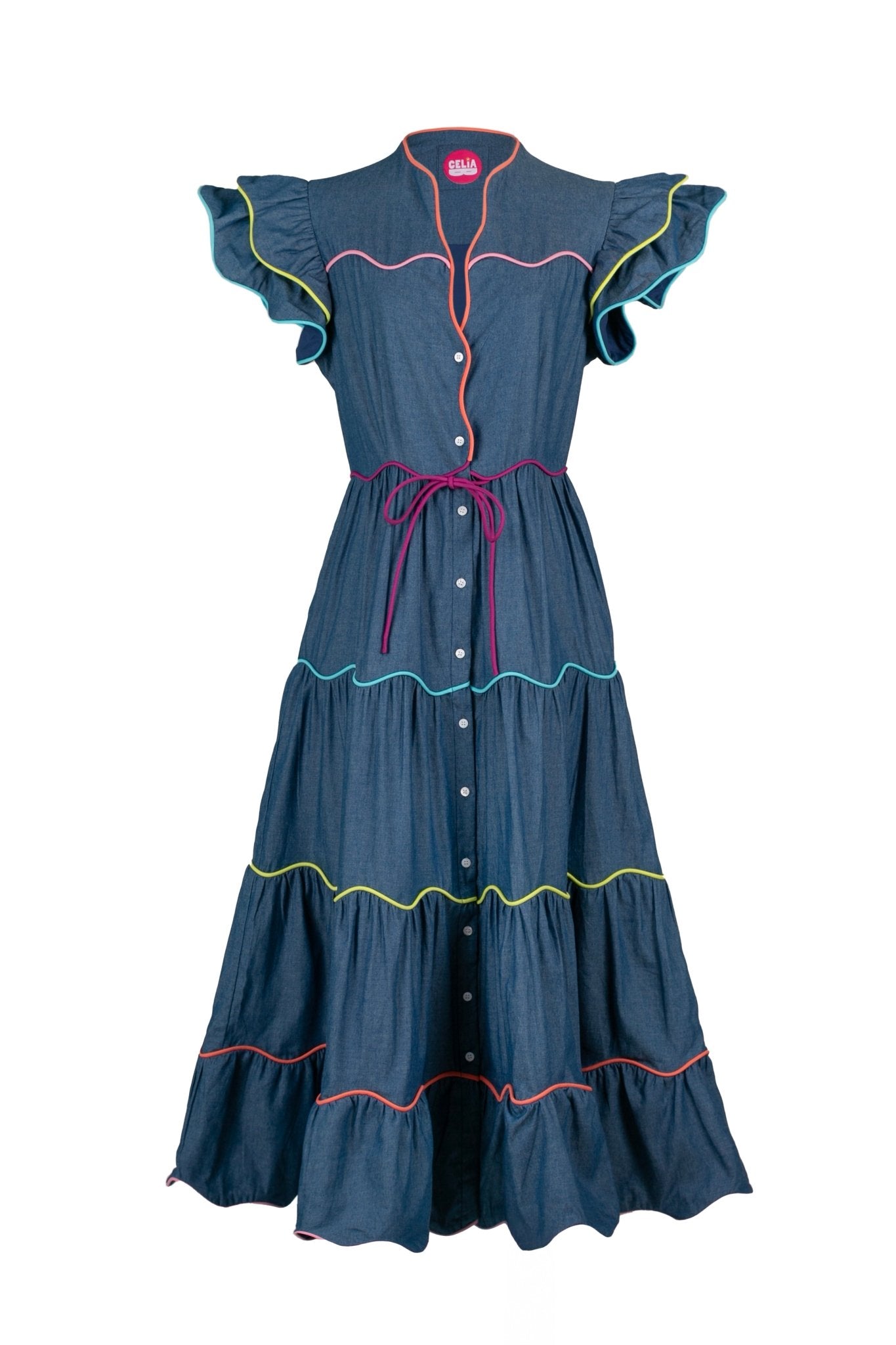 cute summer dresses casual Celia B - Baba Voyager Blue Denim - Womens