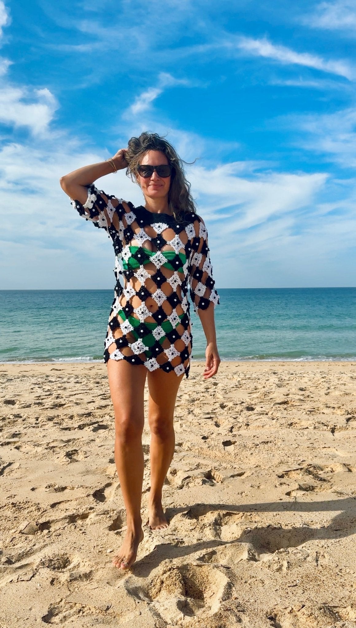 Celia B Crochet Dress Black & White – Pasha Living