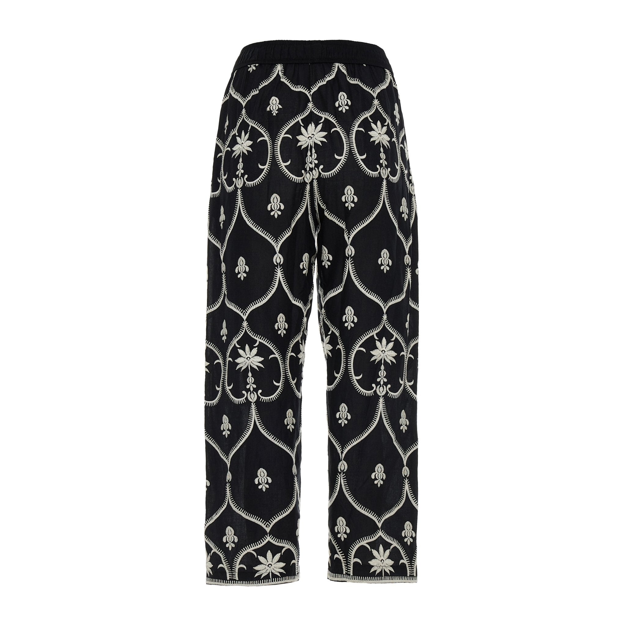 Devotion Twins Black Embroidered Cropped Trousers. Pasha Living