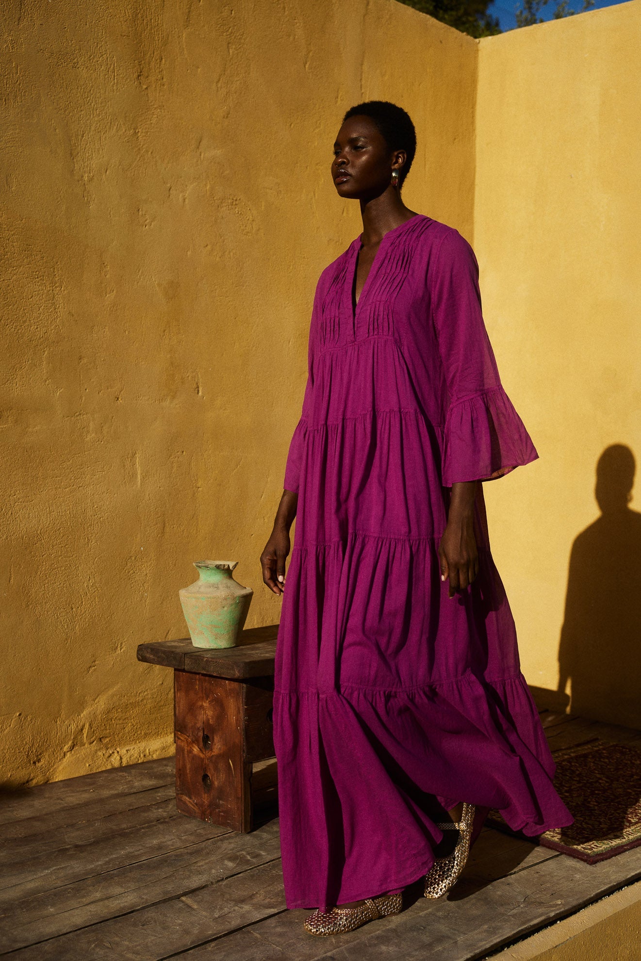Ocean Cotton Maxi Dress Magenta Devotion Twins