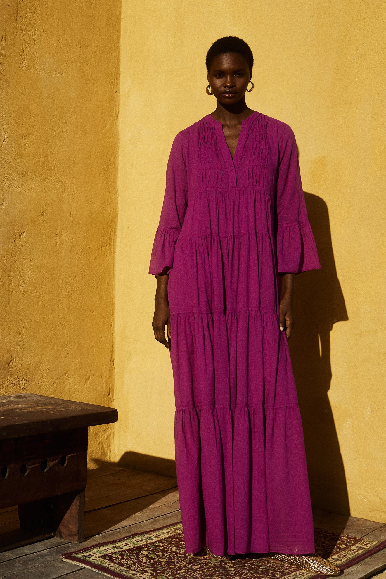 Ocean Cotton Maxi Dress Magenta Devotion Twins