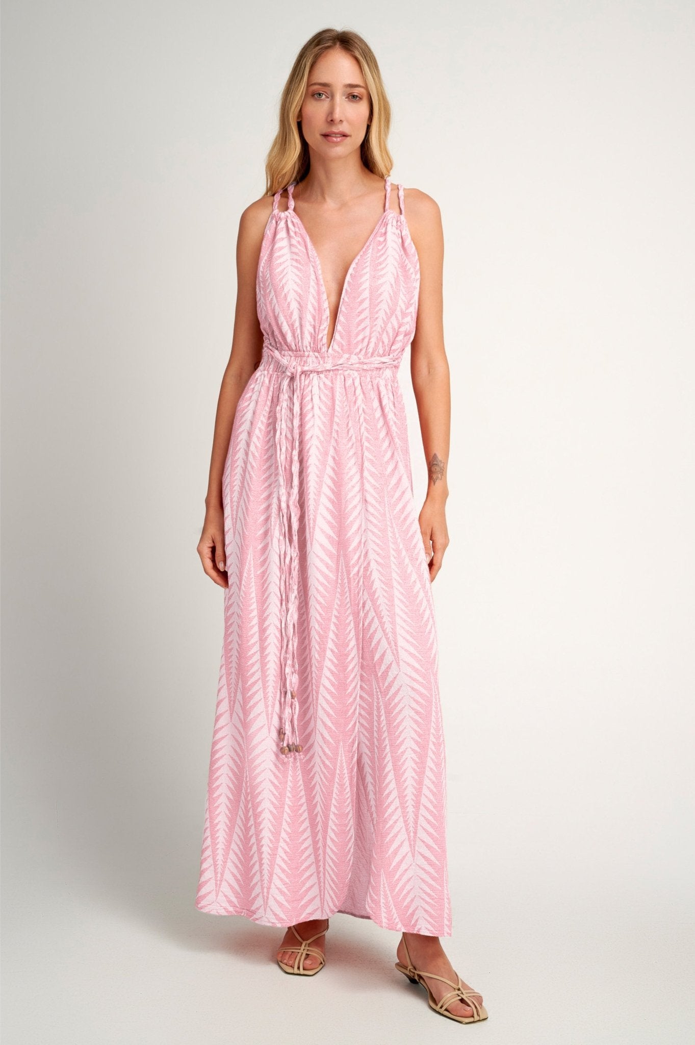Pearl & Caviar Finikas Halterneck Dress Pink. Available at Pasha Living