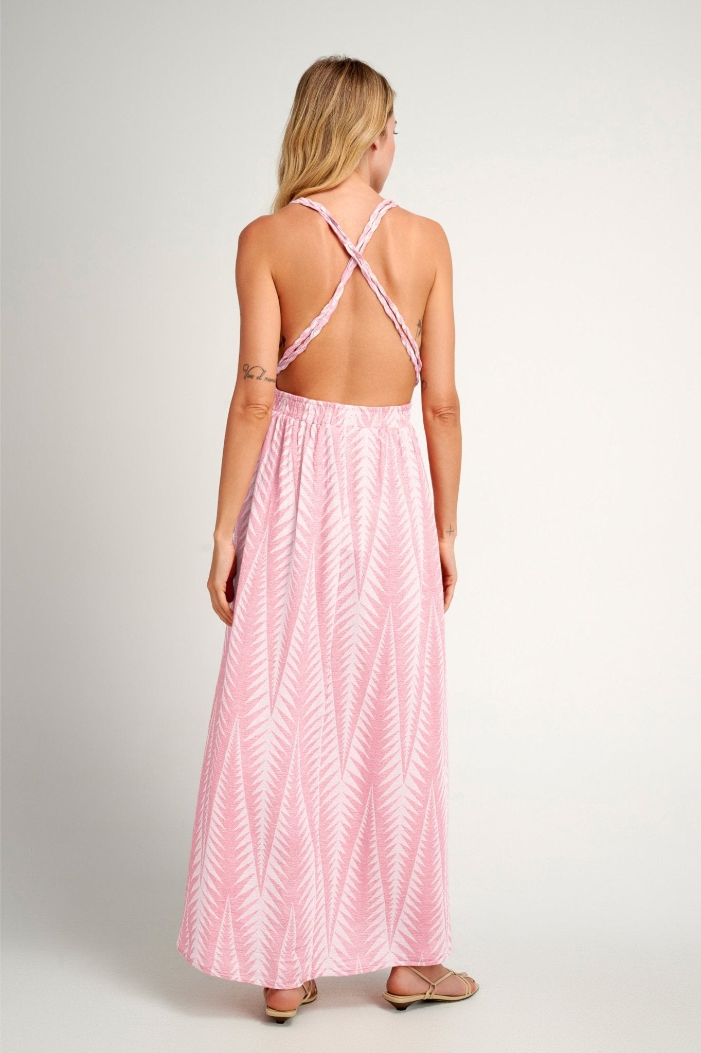 Pearl & Caviar Finikas Halterneck Dress Pink. Available at Pasha Living