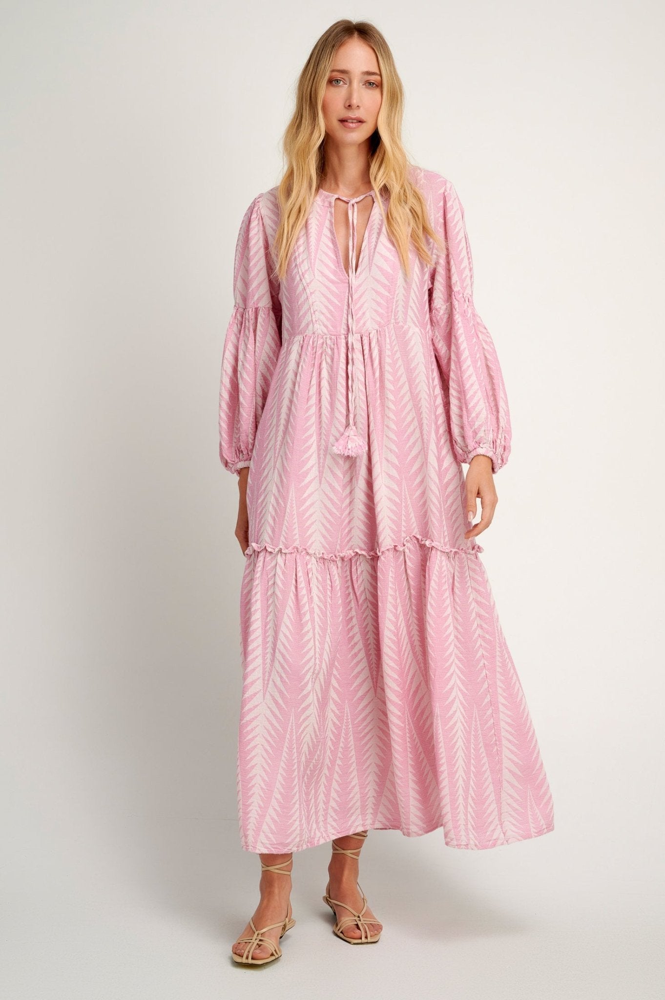 Pearl & Caviar Finikas Maxi Dress Pink. Available at Pasha Living