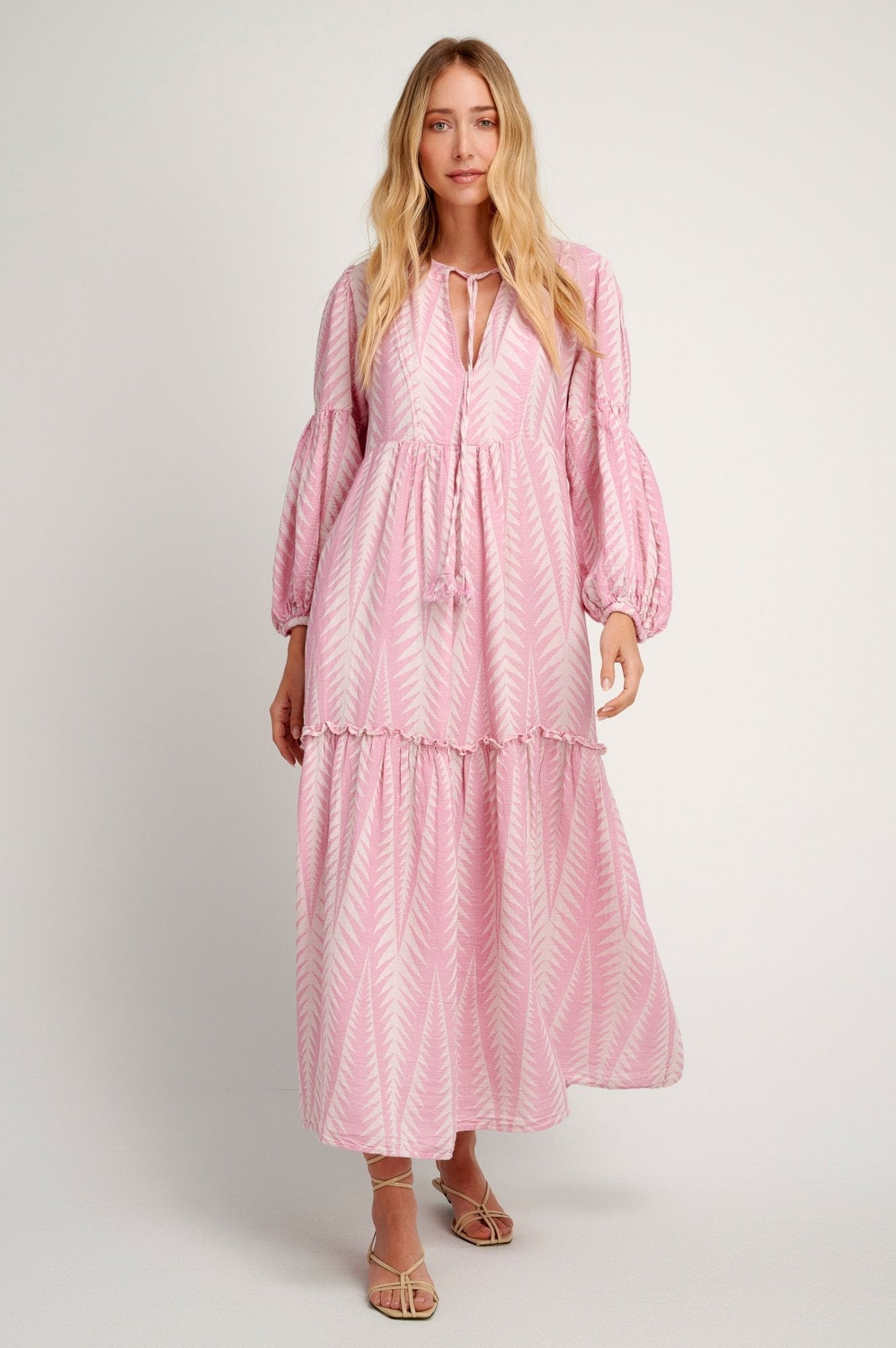 Pearl & Caviar Finikas Maxi Dress Pink. Available at Pasha Living
