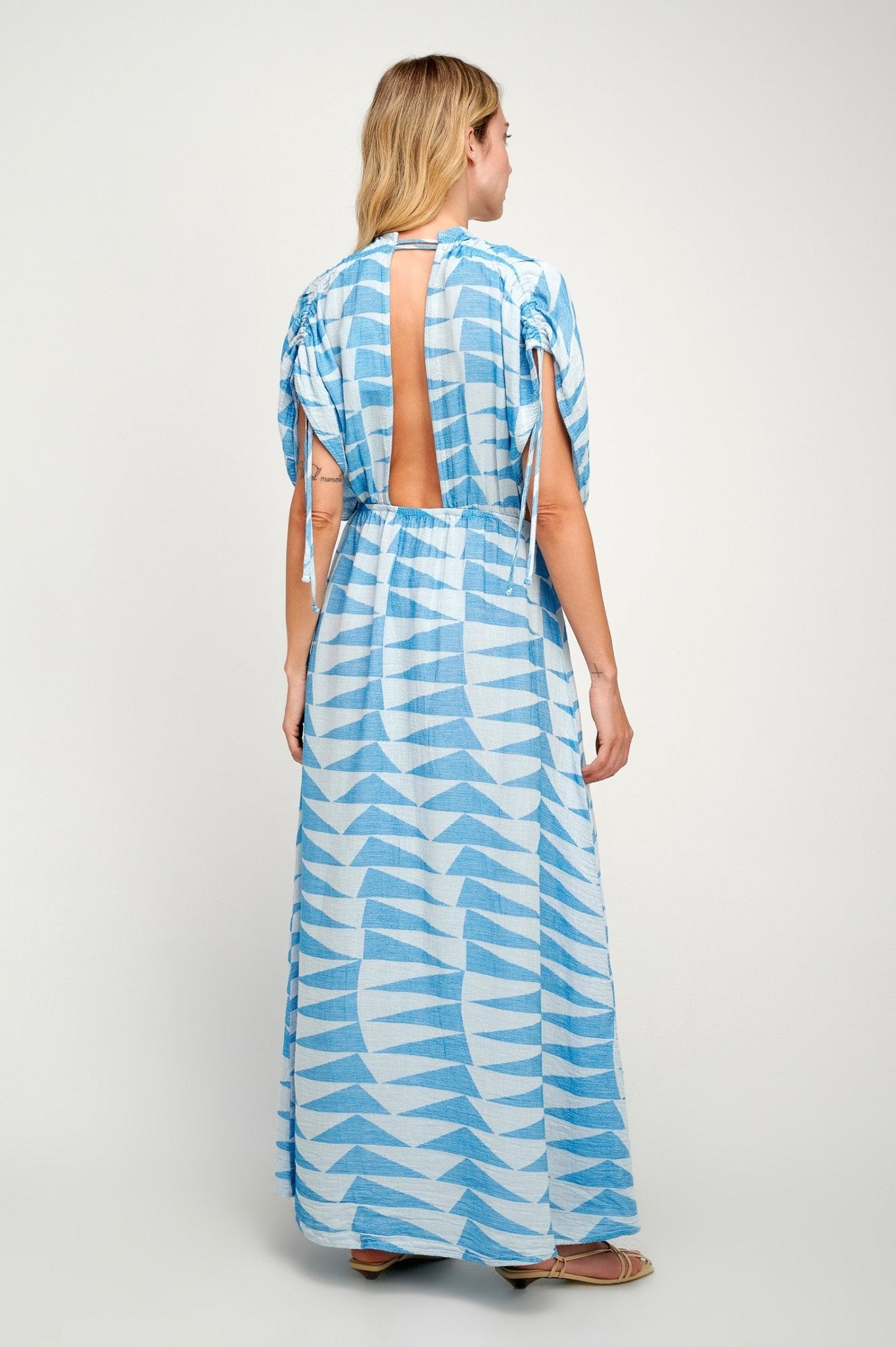 Pearl & Caviar Paros Maxi Dress Blue. Available at Pasha Living