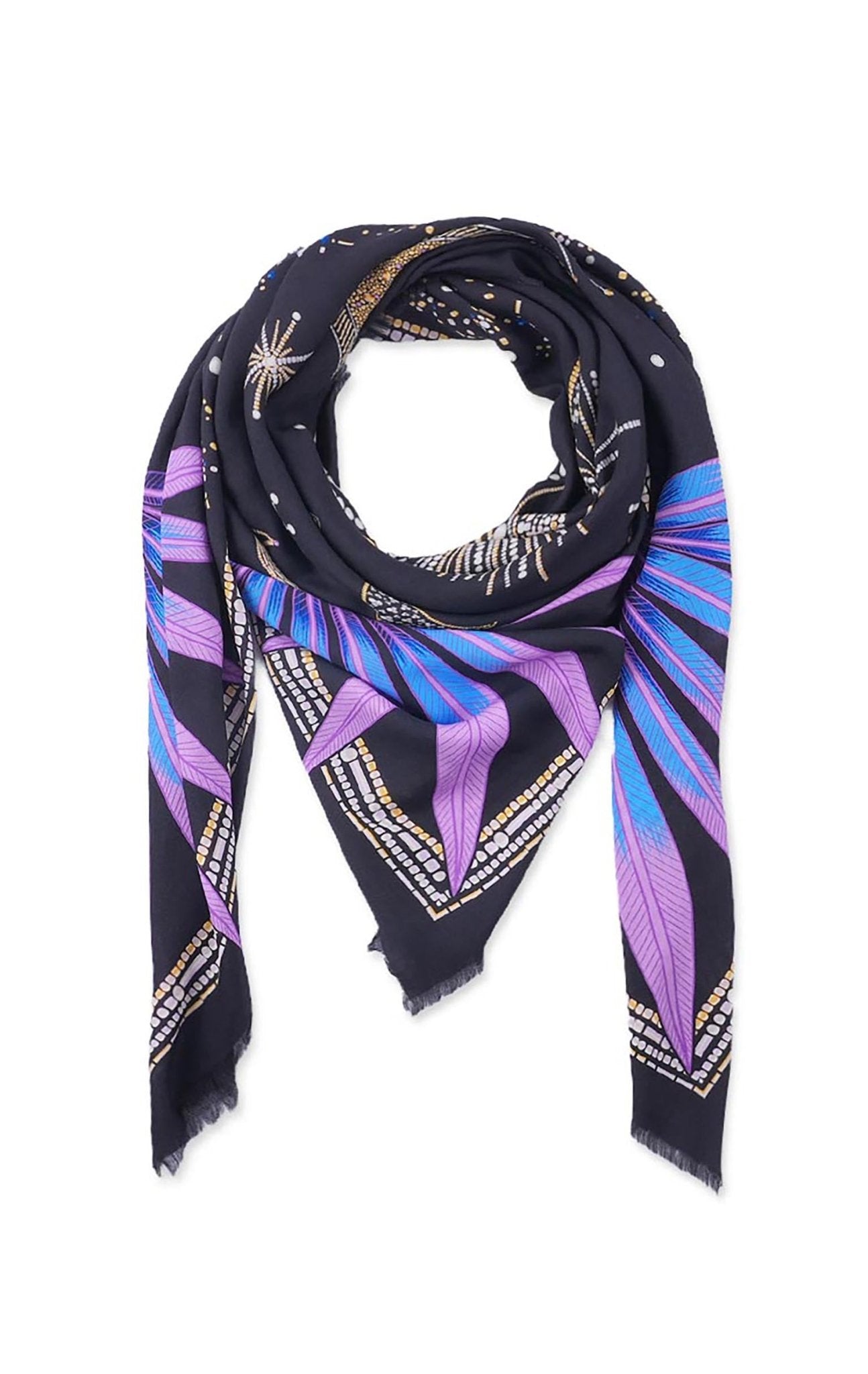 Wild Paris, Comet & Stars Beach Sarong | Black - Pasha Living