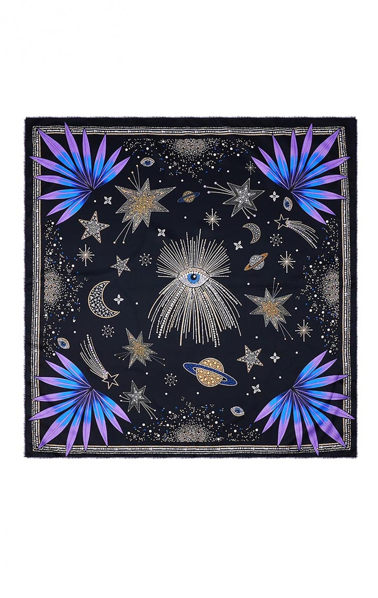 Wild Paris, Comet & Stars Beach Sarong | Black - Pasha Living