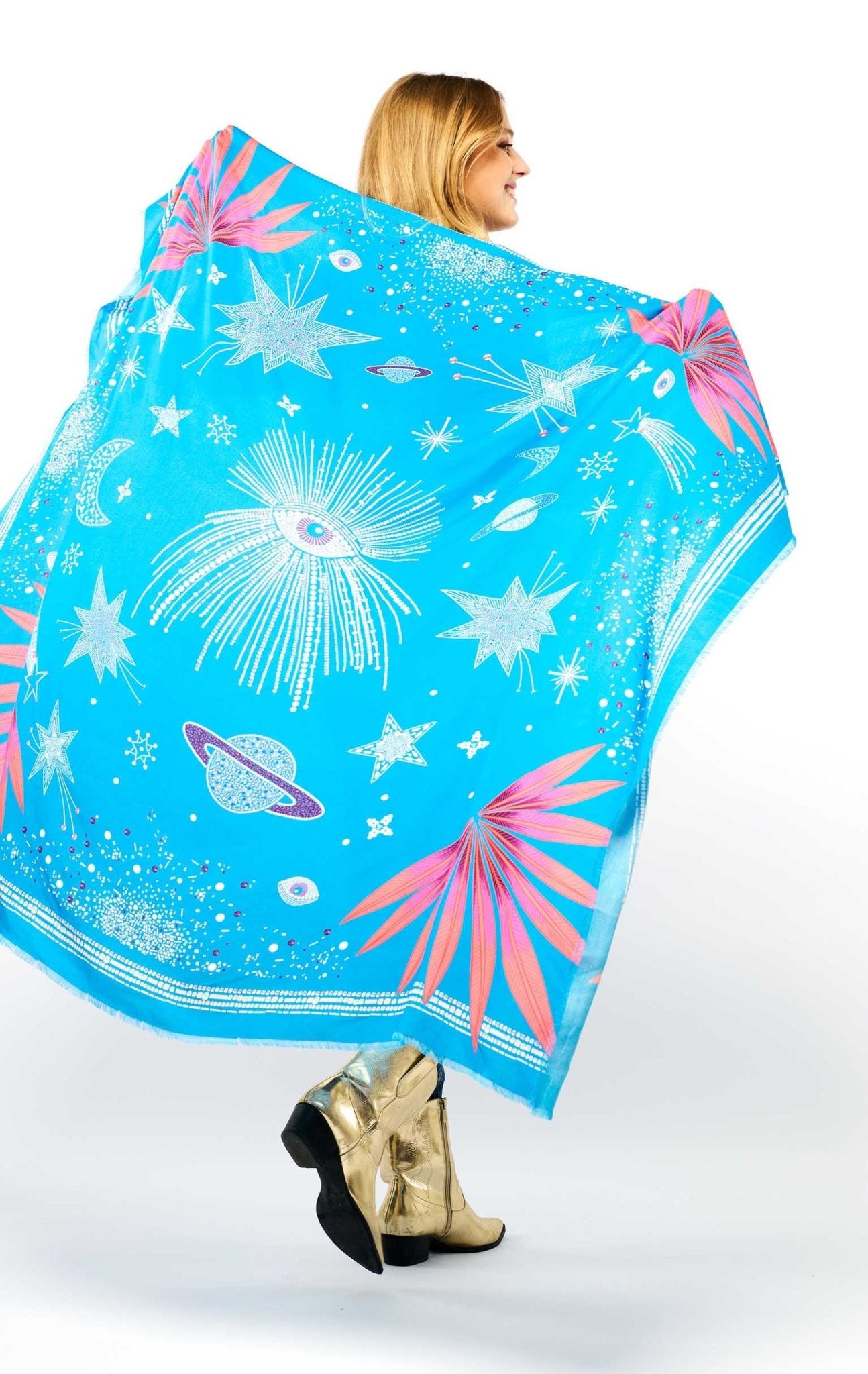 Wild Paris, Comet & Stars Beach Sarong | Blue - Pasha Living