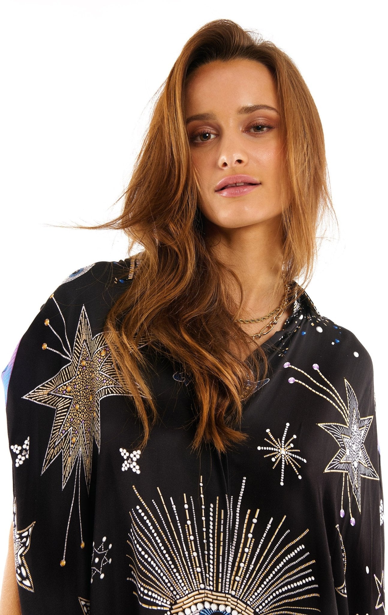 Jeanne Comet & Stars Shirt Dress | Black by Wild Paris