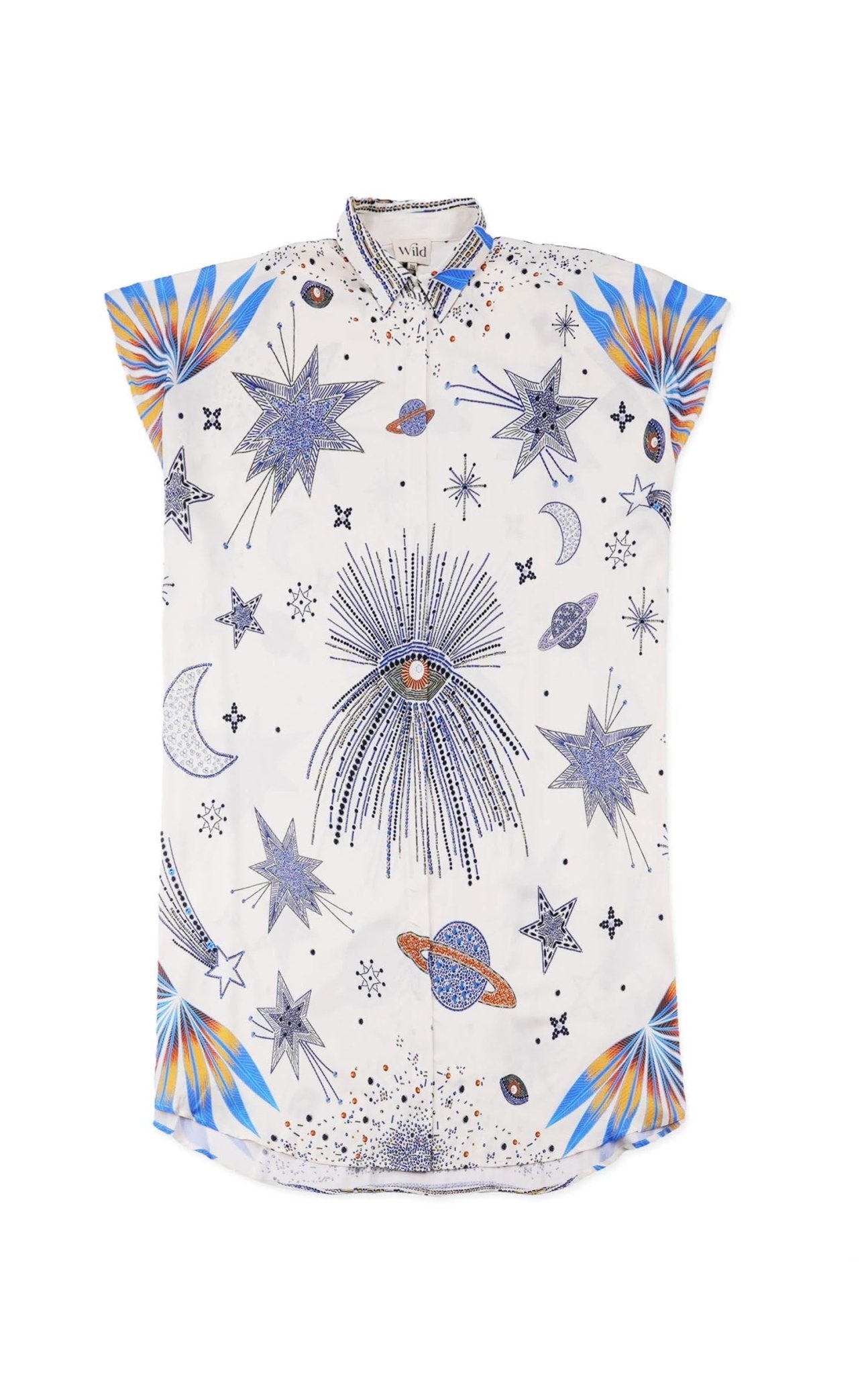 Jeanne Comet & Stars White Shirt Dress by Wild Paris