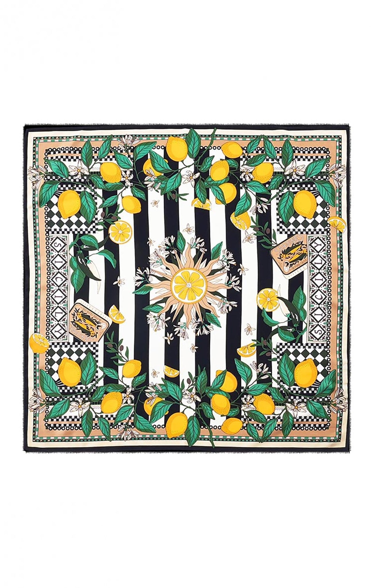 Sicilian Lemon Print Sarong By Wild, Parid | Black. Pasha Living