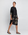 Greek Archaic Kori Black Embroidered Tunic Dress