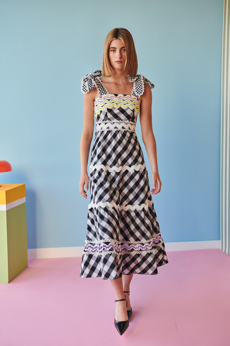 Celia B Black and White Gingham Dress