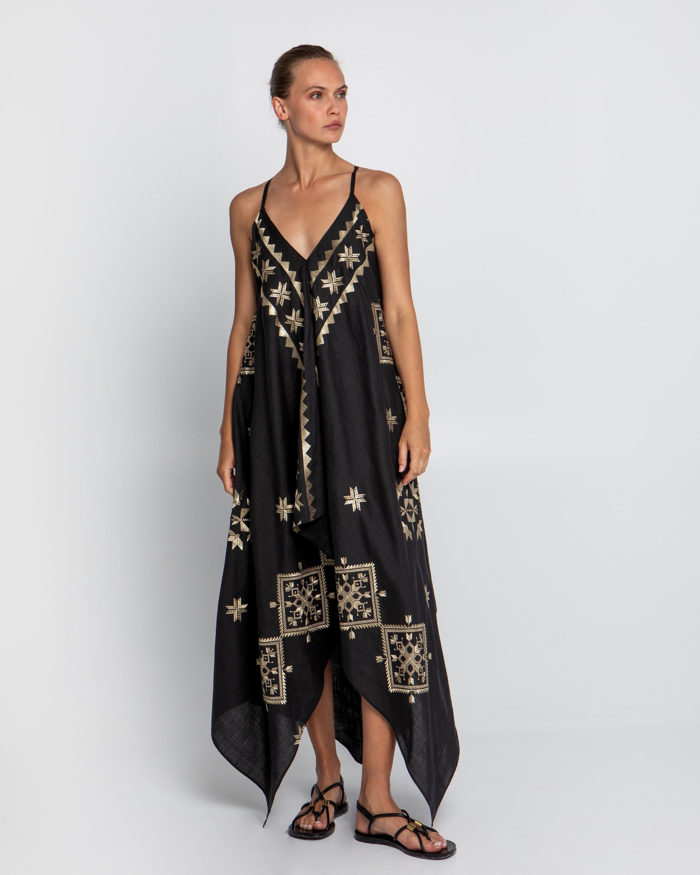 Kori Asymmetrical Lefkada Dress Black