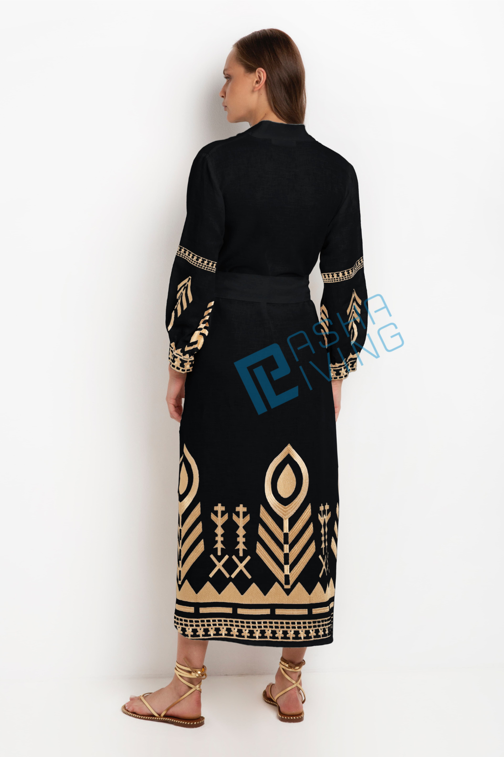 Pasha Living Greek Archaic Kori Black and Gold dress UK