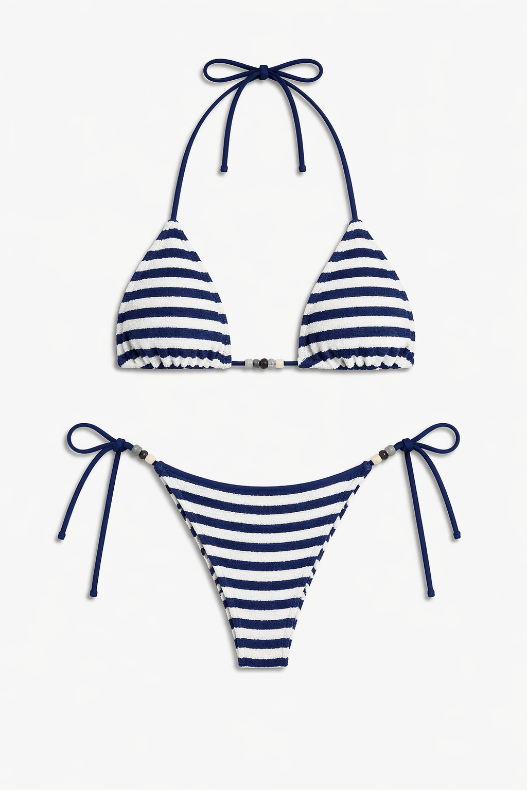 Bond - Eye Beaded Triangle Bikini | Navy & White. Available at Pasha Living