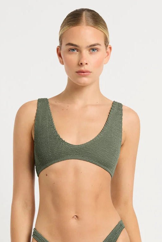 Bond - Eye One Size Crinkle Bikini | Khaki. Available at Pasha Living