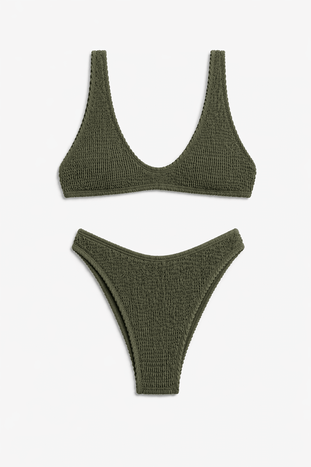 Bond - Eye One Size Crinkle Bikini | Khaki. Available at Pasha Living