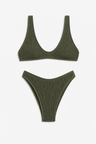 Bond - Eye One Size Crinkle Bikini | Khaki. Available at Pasha Living