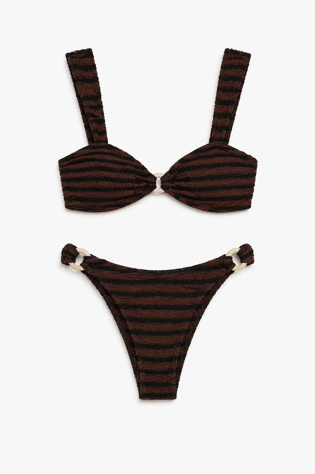 Bond - Eye Ring Bikini | Carob Dot Stripe. Available at Pasha Living