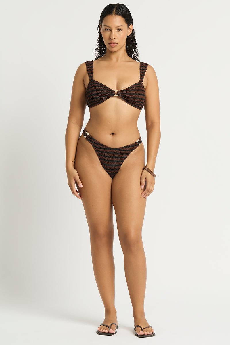 Bond - Eye Ring Bikini | Carob Dot Stripe. Available at Pasha Living
