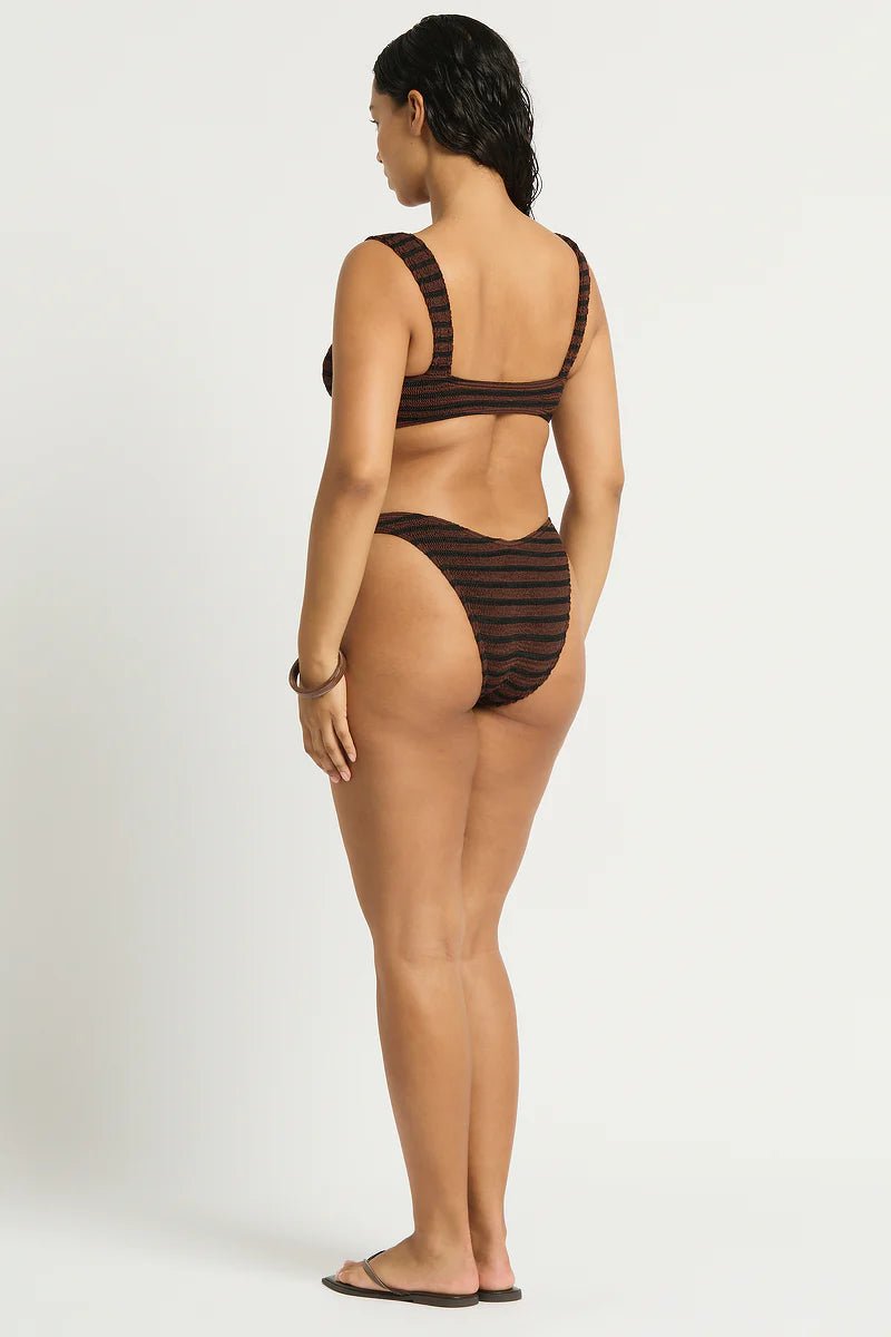 Bond - Eye Ring Bikini | Carob Dot Stripe. Available at Pasha Living