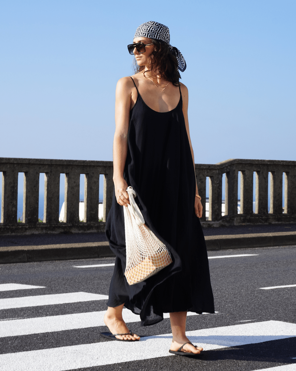 Black Floaty Cotton Maxi Dress with spaghetti straps