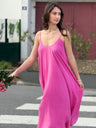 Pink Floaty Cotton Maxi Dress with spaghetti straps