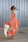 Coral Floaty Cotton Maxi Dress with spaghetti straps