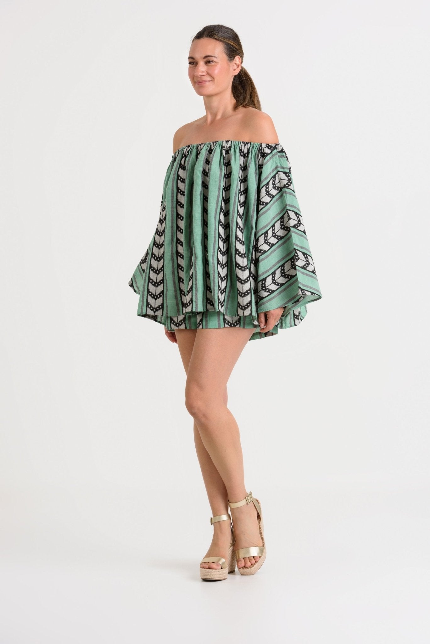 Devotion Twins Elery Green Cotton Shorts Pasha Living Devotion Twins Elery Green Cotton Shorts Pasha Living