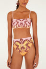 Farm Rio Arabesc Soft Yellow Bandeau Bikini Top. Available at Pasha Living