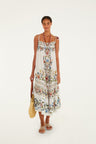 Farm Rio Off - White Stitched Garden Long Dress. Available at Pasha Living