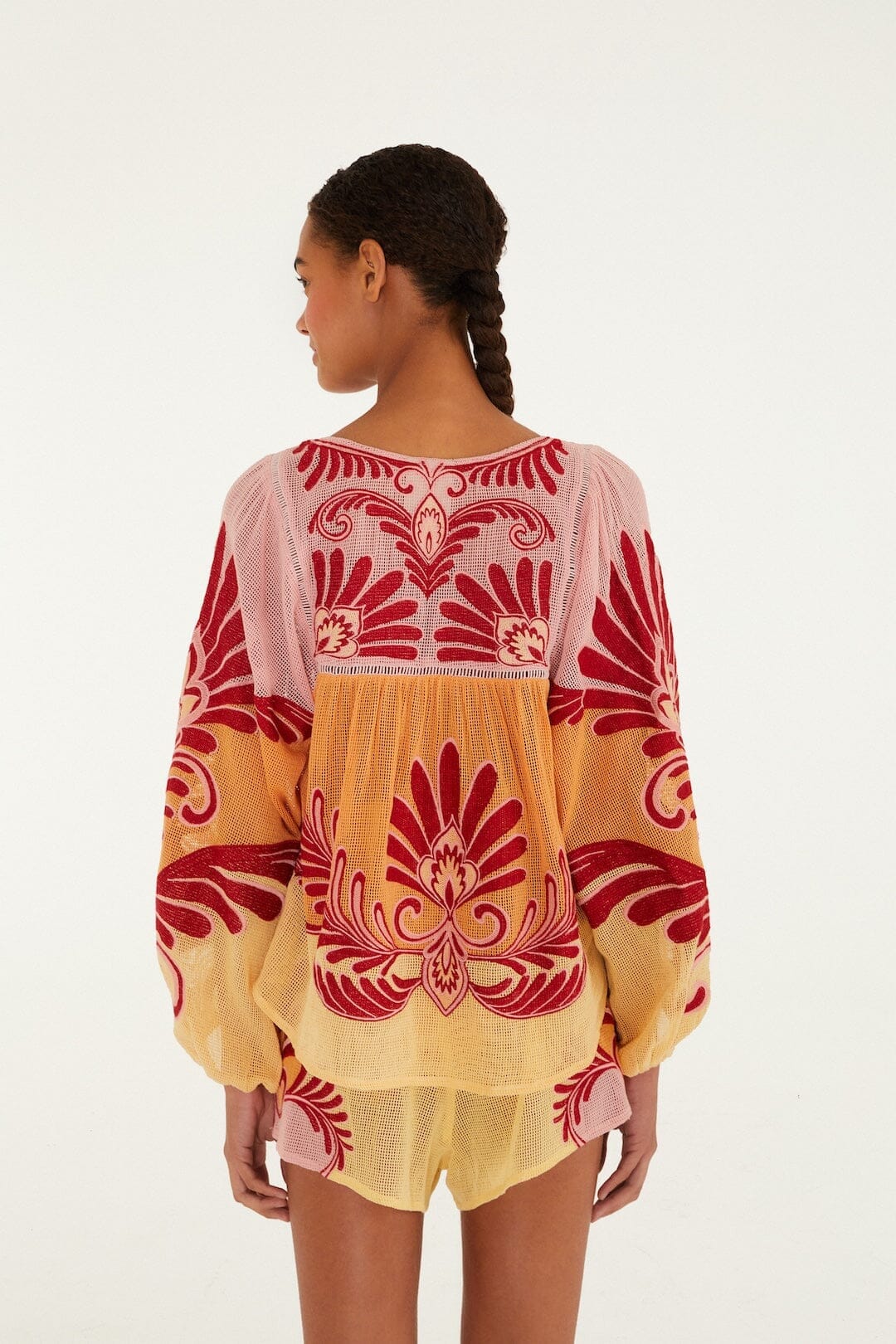 Farm Rio Soft Yellow Arabesc Blouse. Available at Pasha Living