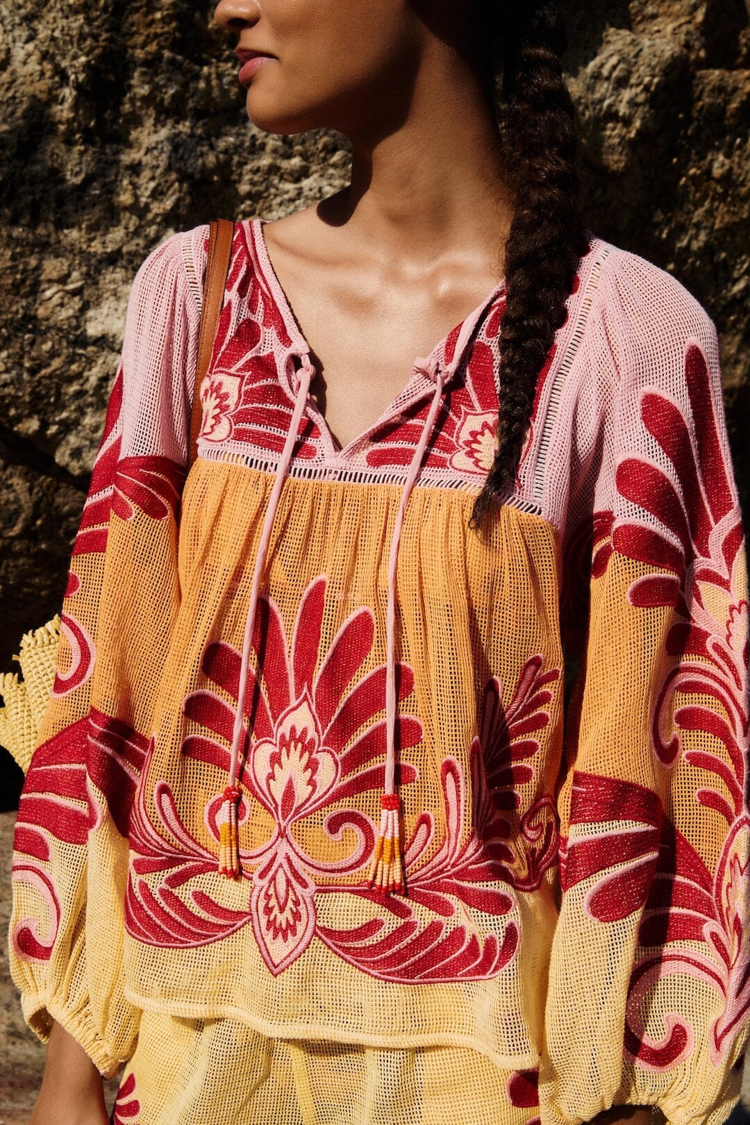Farm Rio Soft Yellow Arabesc Blouse. Available at Pasha Living