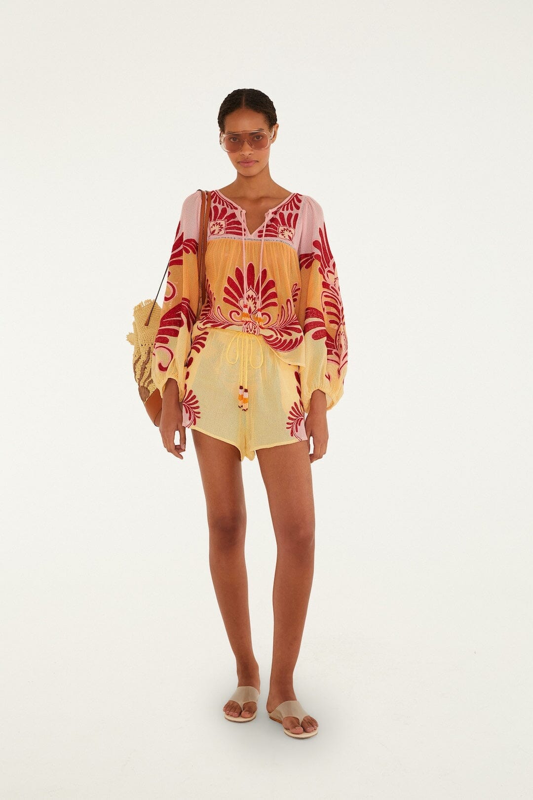 Farm Rio Soft Yellow Arabesc Blouse. Available at Pasha Living