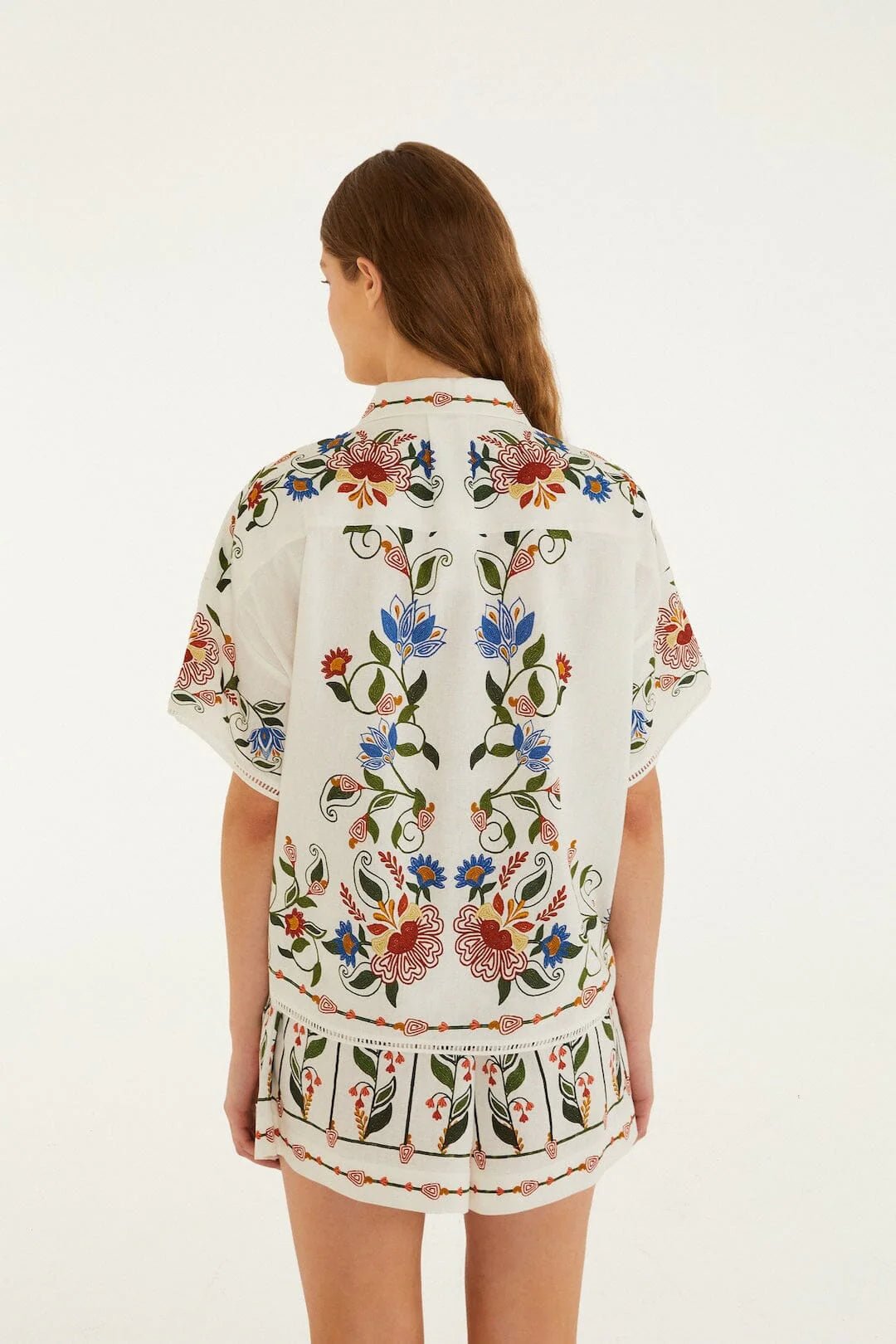 Farm Rio Stitched Garden Off - White Blouse. Available at Pasha Living
