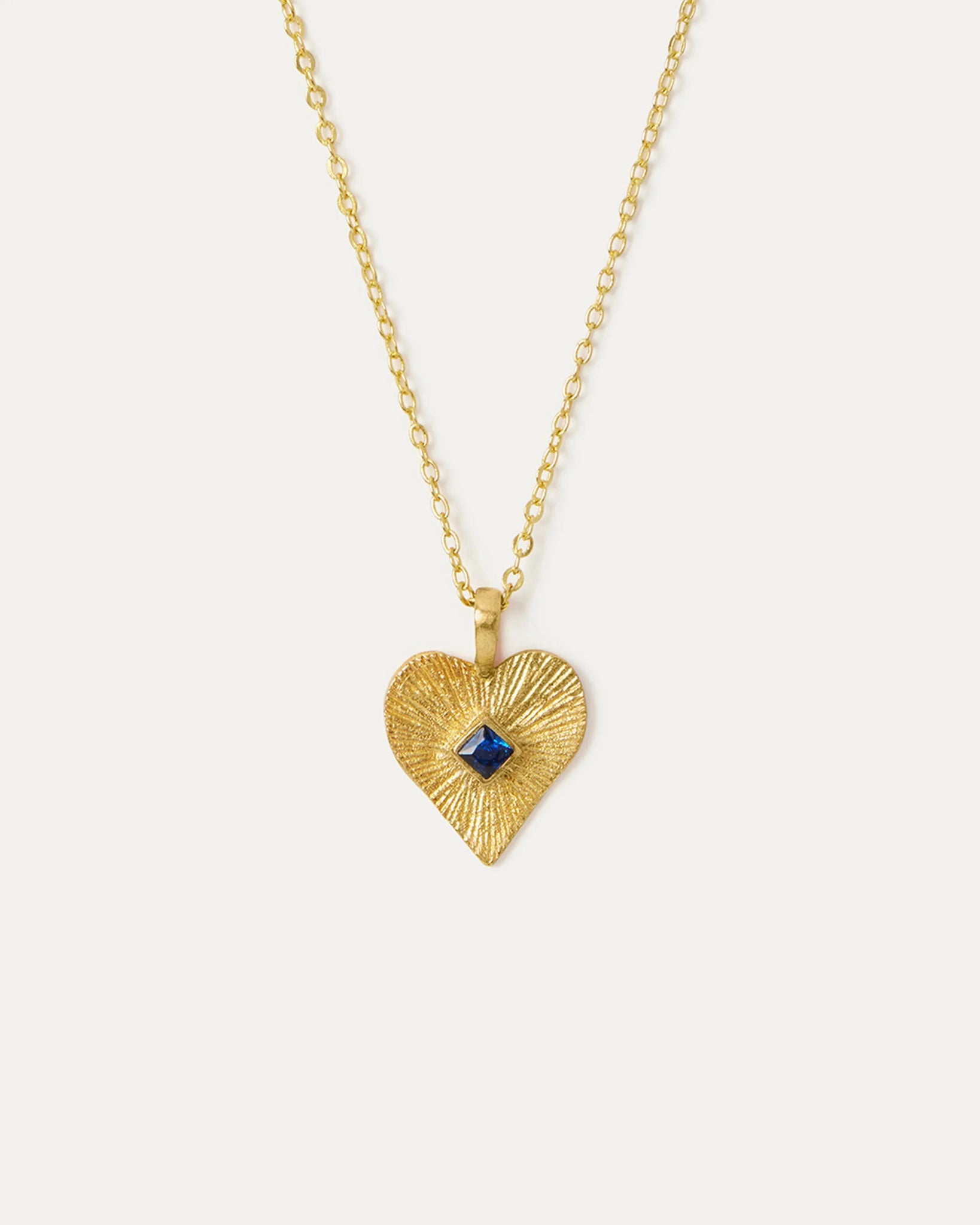 Golden Heart Pendant Necklace with Blue Crystal - Pasha Living