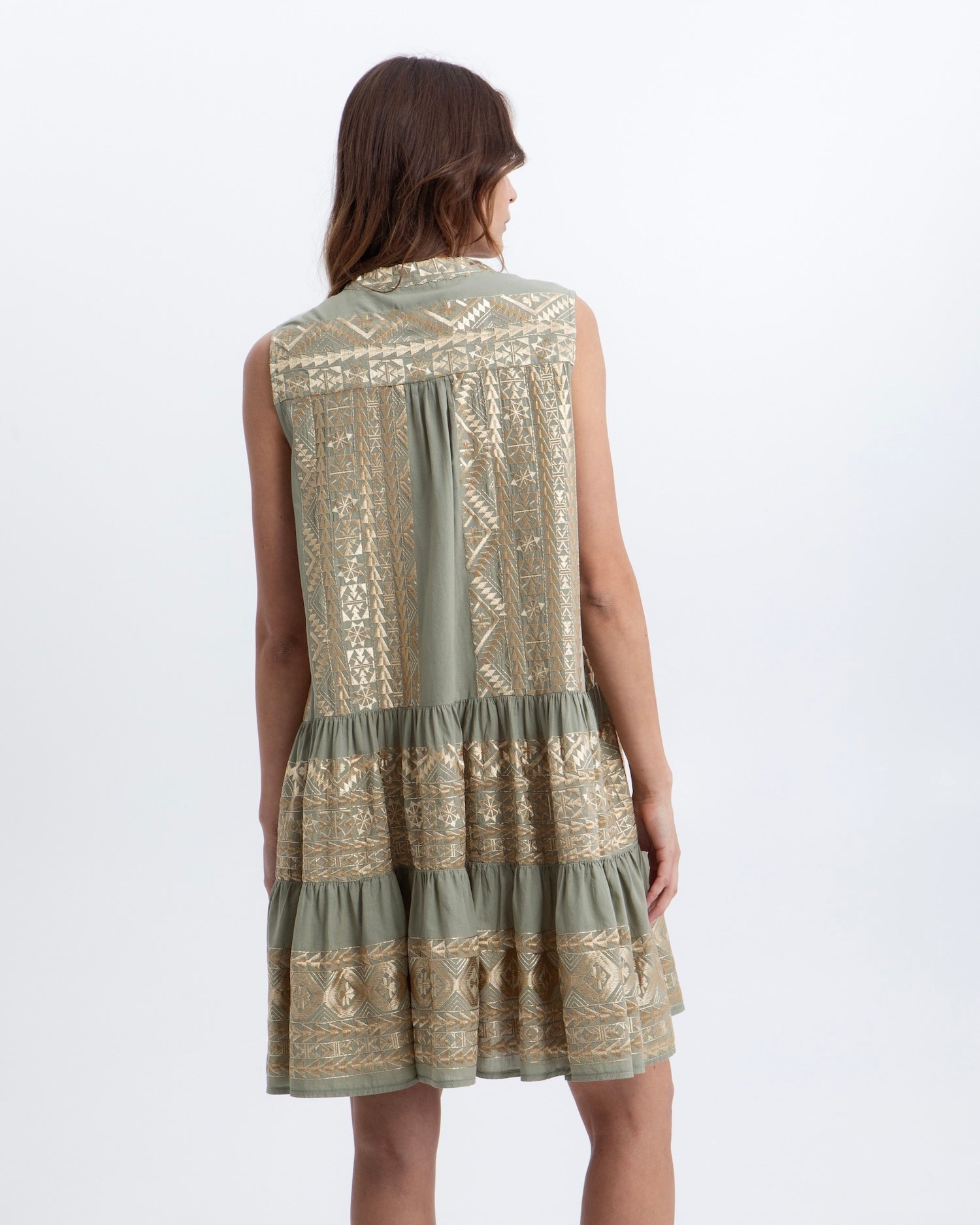 Greek Archaic Kori Classic Triangle Short Dress | Sage & Gold. Available at Pasha Living