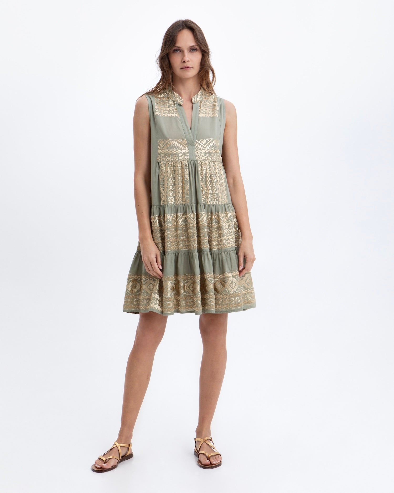 Greek Archaic Kori Classic Triangle Short Dress | Sage & Gold. Available at Pasha Living