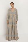 Greek Archaic Kori Cotton Maxi Dress With Sleeves | Stone & Gold. Available at Pasha Living