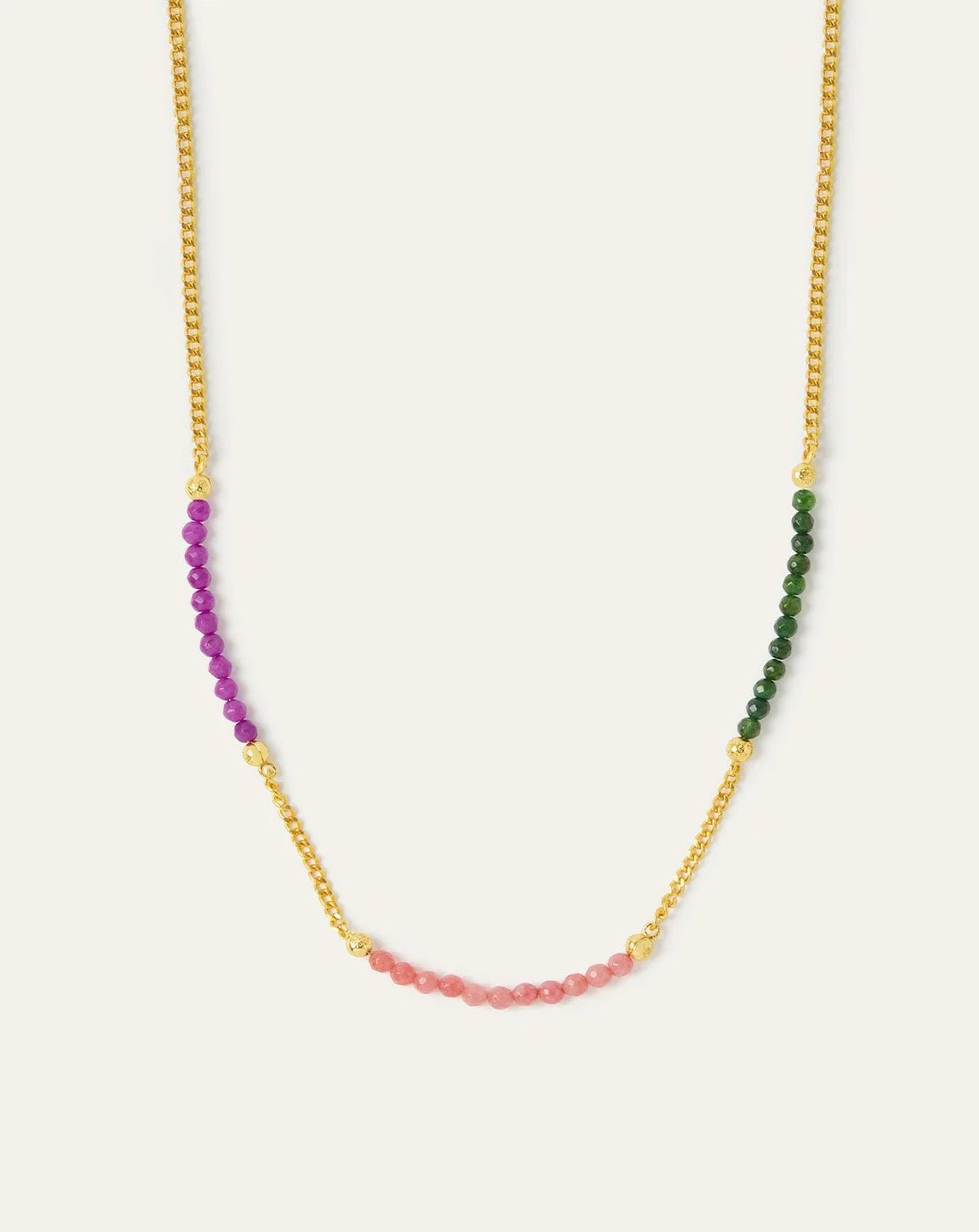 Imogen Green, Purple and Pink Jade Beaded Necklace - Pasha Living