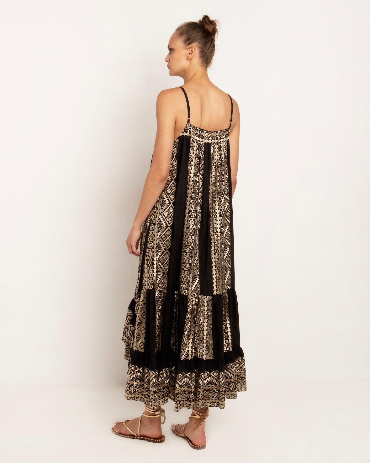 Greek Archaic Kori Kori Classic Triangle Strappy Dress | Black & Gold - Dress Pasha Living