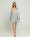 Kori Cotton Voile Dress | Light Grey & Gold - Pasha Living