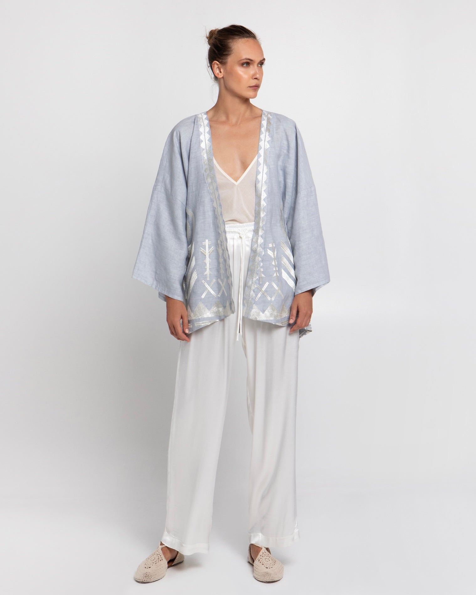 Greek Archaic Kori Kori Kimono | Grey & Champagne - Dress Pasha Living