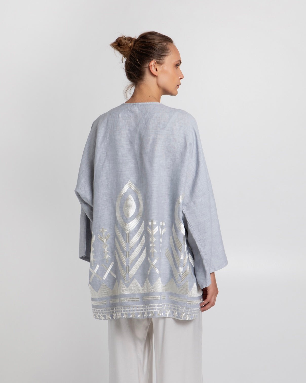 Greek Archaic Kori Kori Kimono | Grey & Champagne - Dress Pasha Living