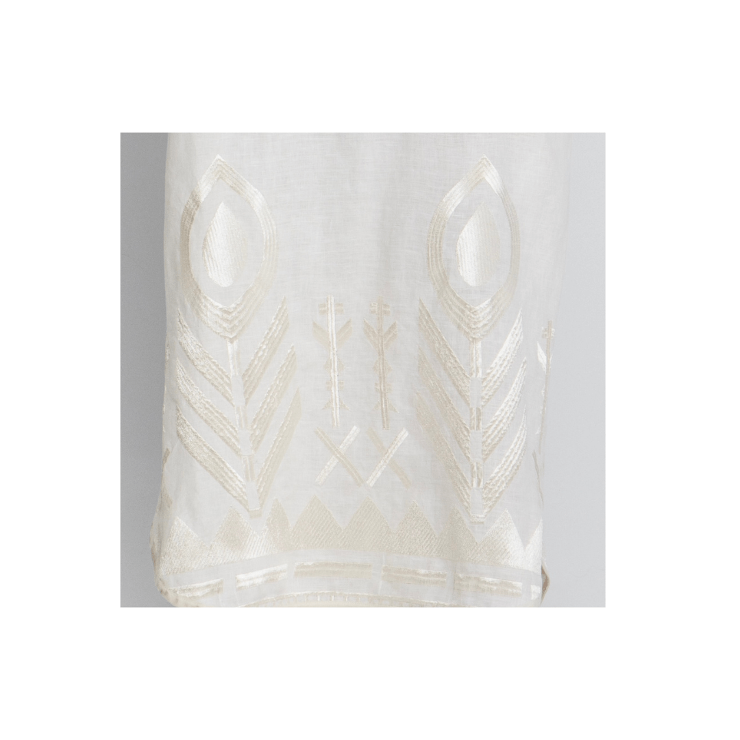 Kori Midi Linen Dress | Natural & Champagne - Pasha Living