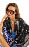 Wild Paris, Comet & Stars Beach Sarong | Black - Pasha Living