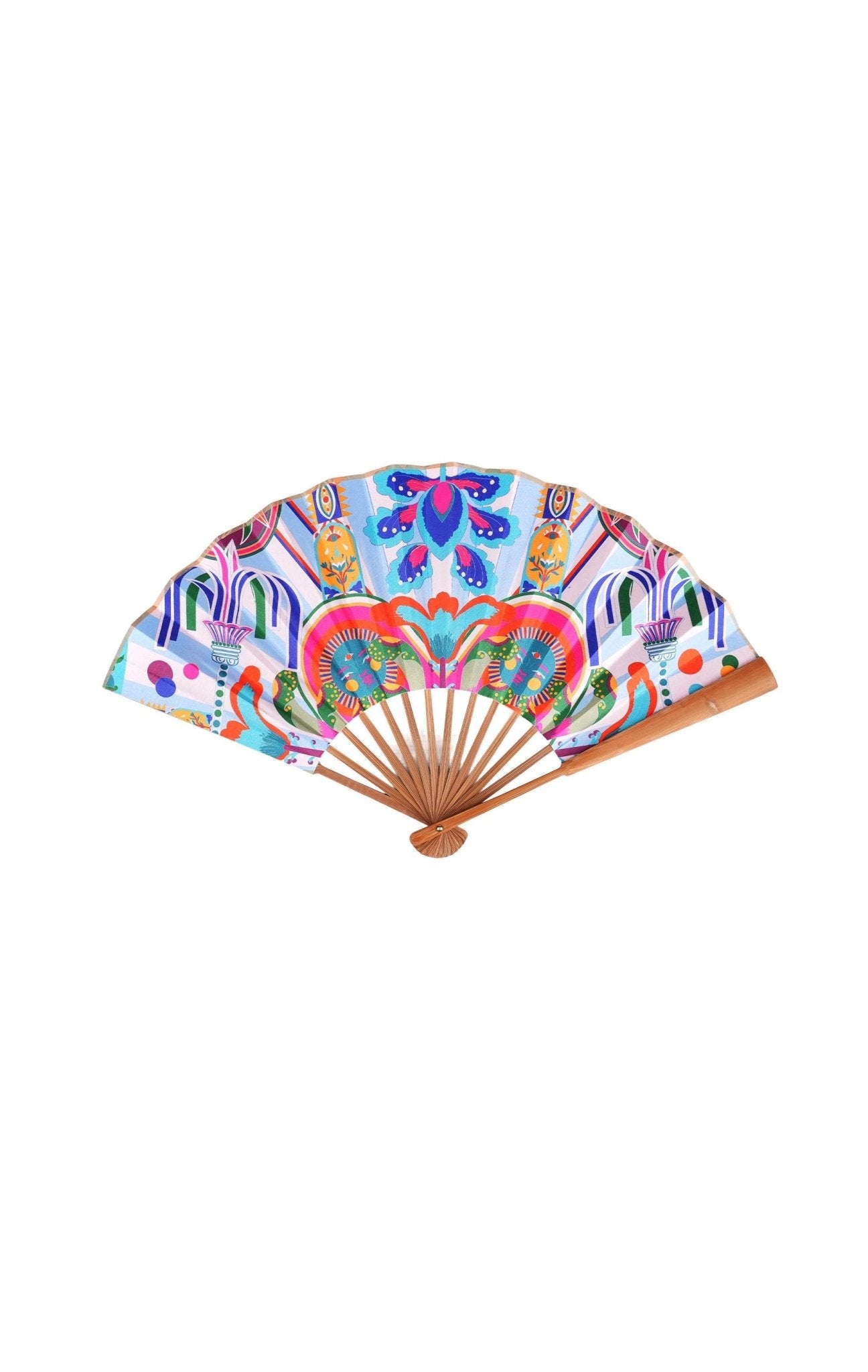 Wild Enchanted Print Hand Fan | Blue. Available at Pasha Living